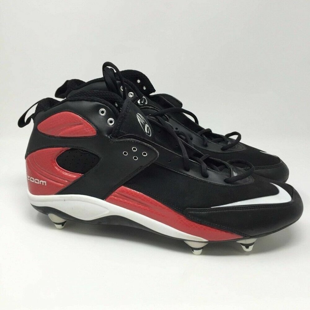 NIKE ZOOM BLADE PRO D Size 16 Black Red Football Cleats 315776 013 Detachable
